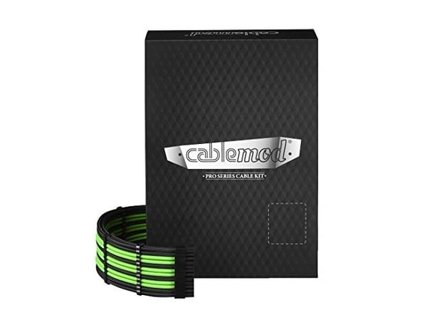 CableMod PRO Series ModMesh C-Series RMi & RMx Cable Kit - Strømkabelsett - formstøpt - svart, lys grønn