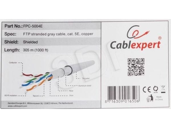 Gembird - Samlet kabel - FTP - CAT 5e - flertrådet - grå