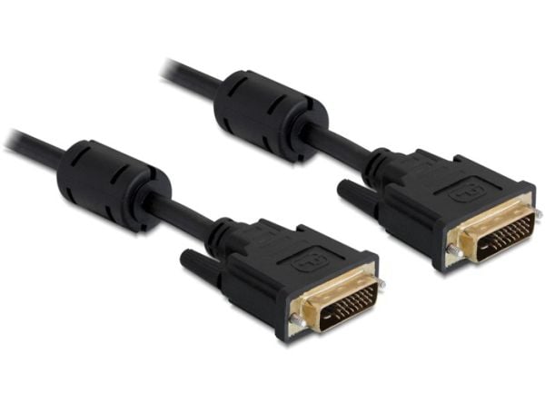 Delock - DVI-kabel - DVI-I (hann) til DVI-I (hann) - 3 m - tommelskruer - svart