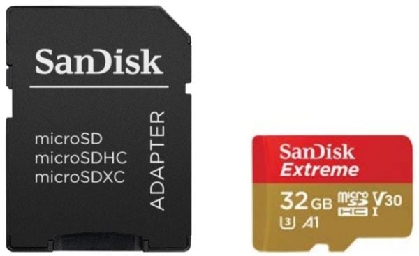 SanDisk Extreme - Flashminnekort (microSDHC til SD-adapter inkludert) - 32 GB - A1 / Video Class V30 / UHS-I U3 - microSDHC UHS-I