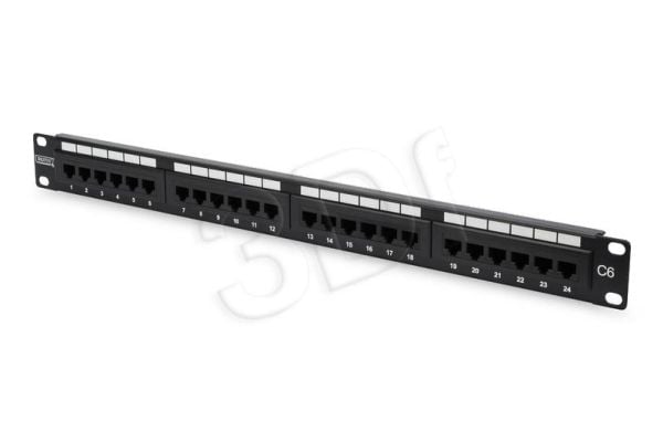 DIGITUS Professional DN-91624U - Patch-panel - CAT 6 - UTP - RJ-45 X 24 - RAL 9005, svart - 1U - 19"