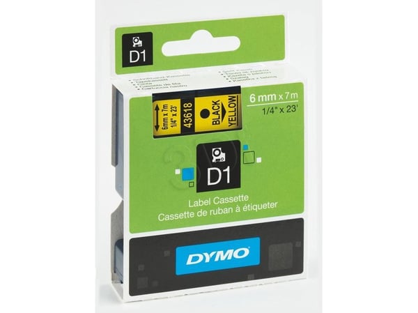 DYMO D1 - Selv-adhesiv - svart på gult - Rull (0,6 cm x 7 m) 1 kassett(er) merketape - for LabelMANAGER 150, 350, 350D, 450, 450D, PC; LabelPOINT 2...