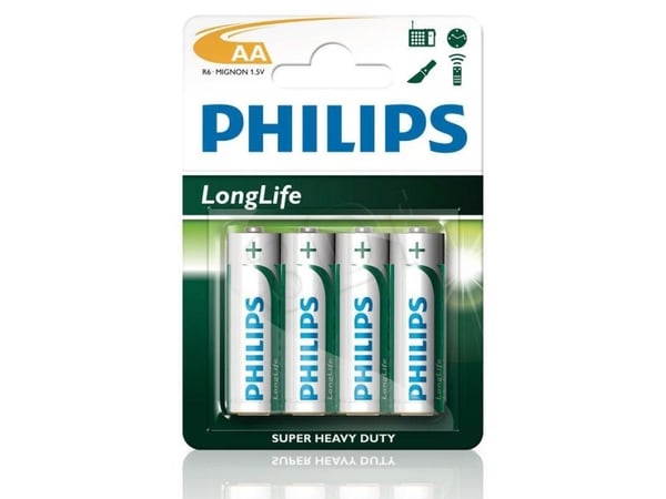 Philips LongLife R6L4B - Batteri 4 x AA-typ - Kolzink