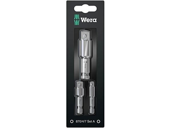 Wera 870/4/7 Set A SB - Sokkeladaptersett - 3 deler - 1/4", 1/2", 3/8" - heksagonal
