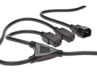 ASSMANN - Strøm-splitter - IEC 60320 C14 til IEC 60320 C13 - AC 250 V - 1.7 m - formet - sortti