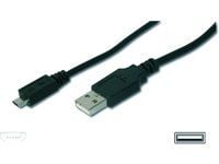ASSMANN - USB-kaapeli - Micro-USB tyyppi B (uros) - USB (uros) - 1 m - muotoiltu - musta