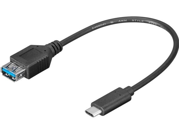 Goobay TCOCUSB3102, 0,2 m, USB C, USB A, USB 3.2 Gen 1 (3.1 Gen 1), 5000 Mbit/s, Sort