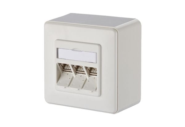 Metz Connect C6A Module 270° - pistorasia - RJ 45 - 3 verkkopistorasiaa - puhtaanvalkoinen, RAL 9010
