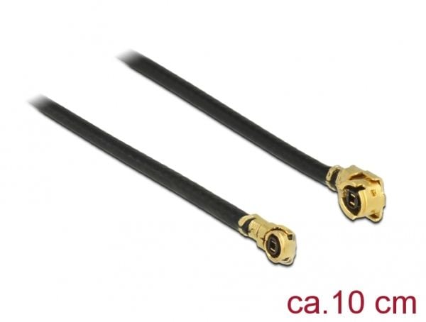 Delock - Antennekabel - MHF/U.FL plugg vinklet til MHF4/HSC plugg vinklet - 10 cm - koaksial - svart