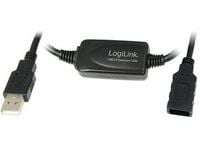 LogiLink 25M USB 2.0 - USB 2.0 M/F, 25 m, USB A, USB A, USB 2.0, Hankjønn/hunkjønn, Sort