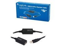 LogiLink 10m USB - USB 2.0 M/F, 10 m, USB A, USB A, USB 2.0, Hankjønn/hunkjønn, Sort