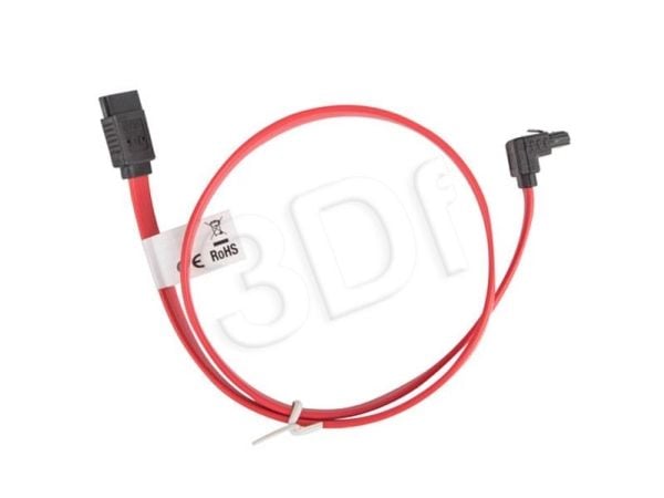 Lanberg - SATA-kabel - Serial ATA 150/300/600 - SATA (hunn) down-angled, latched til SATA (hunn) rett, låst - 50 cm - rød