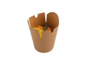Kinaæske Wok 750 ml 26 oz Ø95x98 mm Rund bund Brun,500 stk/krt