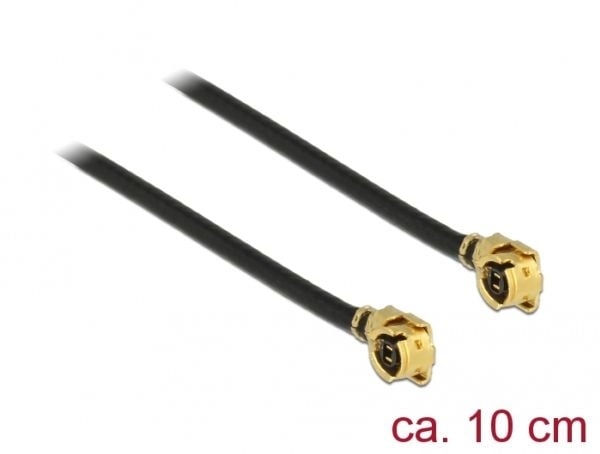 Delock - Antennekabel - MHF/U.FL plugg vinklet til MHF/U.FL plugg vinklet - 10 cm - koaksial - svart