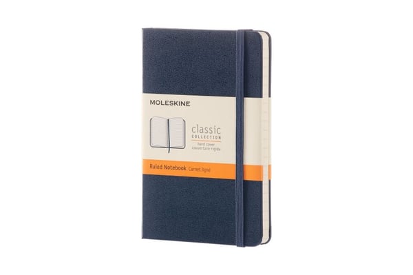 Moleskine Classic, Monokromatisk, Blå, 192 ark, 70 g/m², Linjerte ark, Innbundet (hardcover)