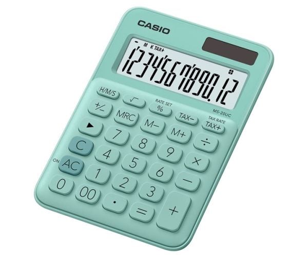 Casio MS-20UC - Skrivebordskalkulator - 12 sifre - solpanel, batteri - grønn