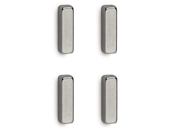 MAUL Neodym-Stabmagnete (B)4 x (T)15 x (H)4 mm, nikkel Haftkraft: 2 kg, liten Form fell Power, Stabform - 1 Stk (61690 96)