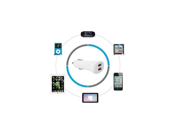Techly IUSB2-CAR2-4A2P, Automatisk, 5 V, Vit
