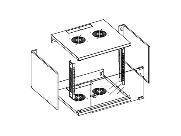 Techly I-CASE EL-1006B45, Veggmonterbar hylle, 6U, 50 kg, Nøkkellås, 14,2 kg, Sort