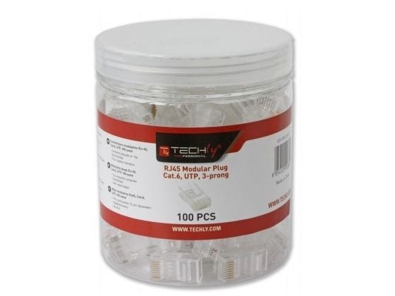 Techly IWP-JAR-C6RTY, RJ45, Läpinäkyvä, Muovi, Cat6, U/UTP (UTP), Kulta