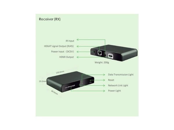 Techly IDATA EXTIP-383IRRX, 1920 x 1080 piksler, AV-mottaker, 120 m, Sort, HDCP
