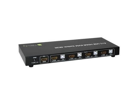 TECHly 4x1 USB HDMI KVM Switch 4Kx2K - Omkopplare för tangentbord/video/mus/ljud/USB - 4 x KVM/ljud - 1 lokal användare - skrivbordsmodell