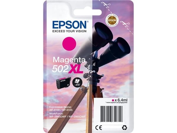 Epson 502XL - 6.4 ml - høykapasitets - magenta - original - blære med RF/lyd-alarm - blekkpatron - for Expression Home XP-5100, XP-5150; WorkForce ...