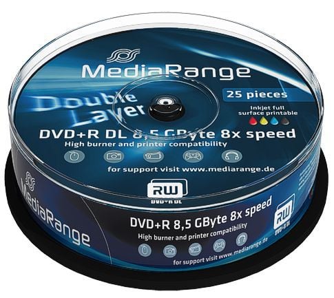 MediaRange - 25 x DVD+R DL - 8.5 GB (240 min) 8x - hvit - blekkstråleskrivbar overflate - spindel