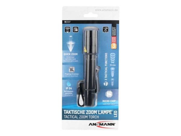 Ansmann M200F, Lommelykt, Sort, Aluminium, 1 m, IP54, 1 lamper