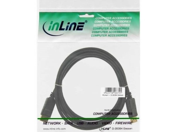InLine 17155P, 0,5 m, DisplayPort, DisplayPort, Hankjønn, Hankjønn, 2560 x 1600 piksler