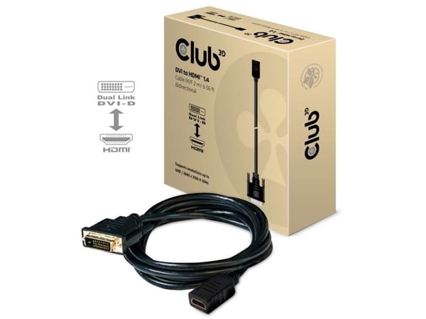Club 3D CAC-1211 - Adapterkabel - dobbeltlenke - DVI-D hann til HDMI hunn - 2 m