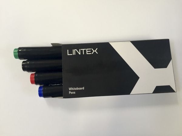 Lintex Felt-tip pens 4, 4 kpl, Musta, Sininen, Vihreä, Punainen, Musta