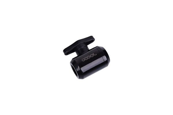 Alphacool Eiszapfen 2-way ball valve G1/4 - Manuell kuleventil for væskekjølesystem - mørkesvart