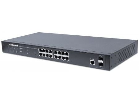 Intellinet 561198, hanterad, L2+, Gigabit Ethernet (10/100/1000), Strömförsörjning via Ethernet (PoE) stöd, Rackmontering, 1U