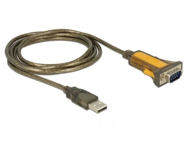 Delock Adapter USB 2.0 > 1 x seriell RS-232 - Utvidet temperaturintervall - seriell adapter - USB 2.0 - RS-232 x 1 - sort, gul