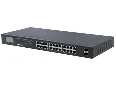 Intellinet 561242, Hallitsematon, Gigabit Ethernet (10/100/1000), Täysin kaksipuolinen, Power over Ethernet -tuki, Telineasennus, 1U