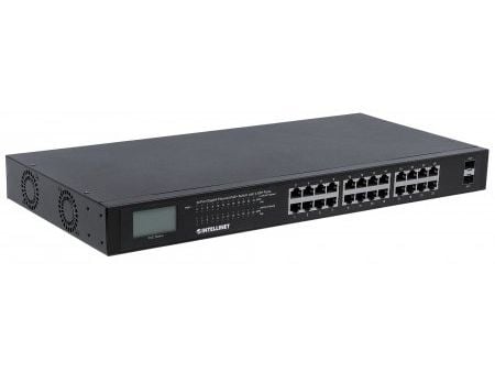 Intellinet 561242, Uhåndtert, Gigabit Ethernet (10/100/1000), Full tosidig, Strøm over Ethernet (PoE), Rack-montering, 1U