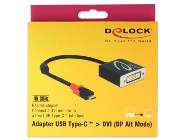 Delock - Ekstern videoadapter - RTD2171U - USB-C - DVI - svart - løsvekt