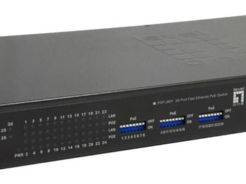 Switch 24x FE FGP-2601 2xGE 19" 150W 24xPoE