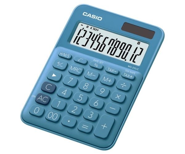 Casio MS-20UC - Skrivbordskalkylator - 12 siffror - solcellspanel, batteri - blå