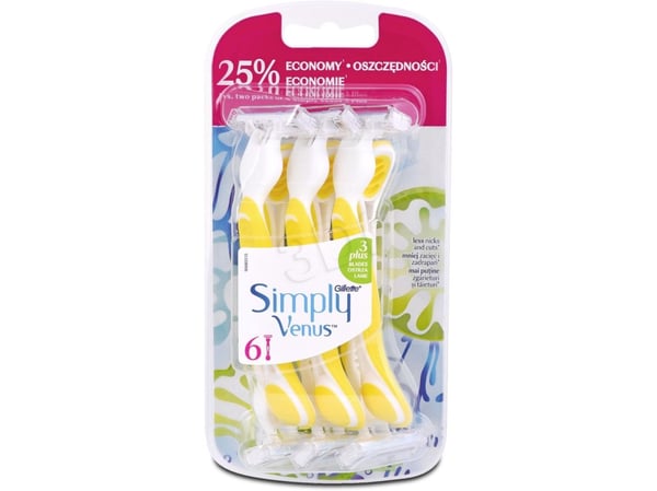 Gillette Simply Venus 3 Plus Yellow 6 Pack