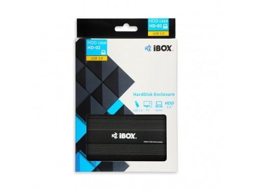 iBox HD-02, HDD-kotelo, 2.5", SATA, USB-liitettävyys, Musta