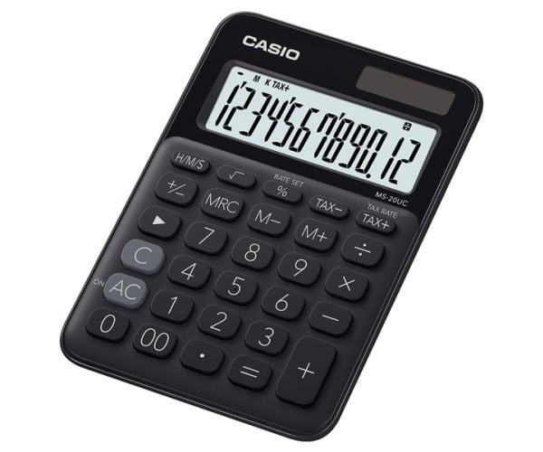 Casio MS-20UC - Skrivbordskalkylator - 12 siffror - solcellspanel, batteri - svart