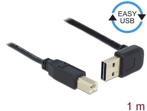 Delock Easy - USB-kabel - USB (hann) reversibel til USB-type B (hann) - USB 2.0 - 1 m - svart