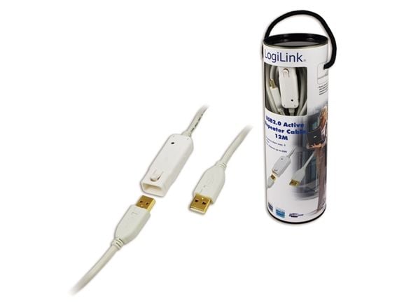 LogiLink 12m USB 2.0, 12 m, USB A, USB A, Hane/Hona, 0,48 Gbit/s, Vit