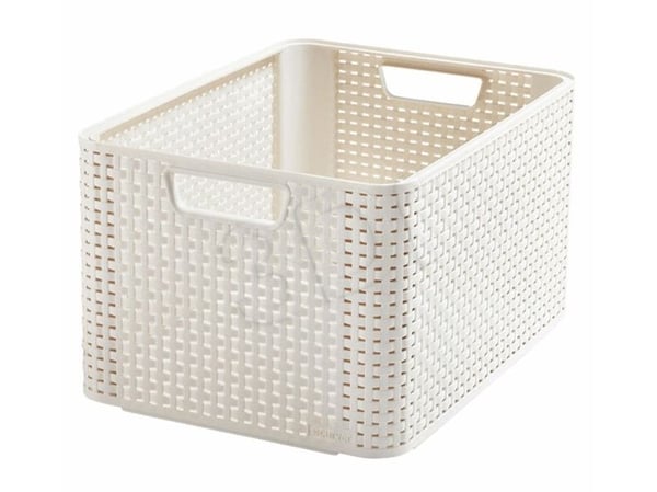 Curver 205851 Rangement Style Aspect Rotin L Deuxième Génération Polypropylène Ivoire
