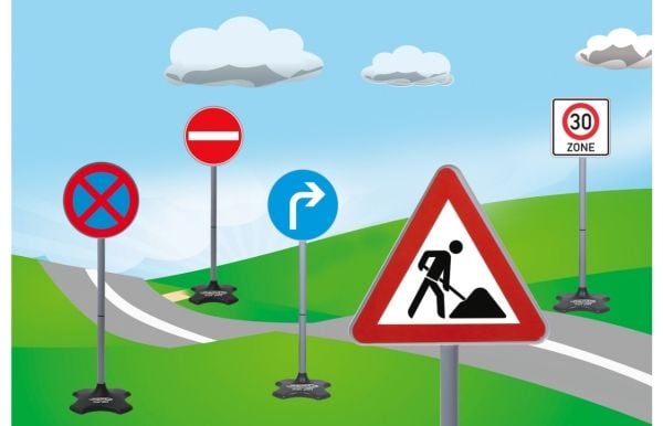 Jamara 460293, Leke Trafikkskilt Sett, 3 år, Plast, Sort, Blå, Grå, Rød, Hvit