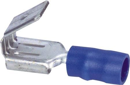 Spademuffe m/afgrening blå1,5-2,5mm², muffe 6,3x0,8mmspade 6,3mm, indv.diameter Ø3,9mm - (100 stk.)
