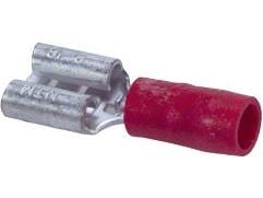 Spadkontakt röd 0,50–1,5 mm², spadkontakt 6,3 mm, längd 21 mm, invändig diameter Ø3,2 mm – (100 st.)