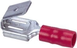 Spademuffe m/afgrening rød0,50-1,5mm², muffe 6,3x0,8mmspade 6,3mm, indv.diameter Ø3,2mm - (100 stk.)